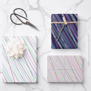 Farbige Streifen Minimalistisches Muster Geschenkpapier Set