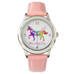Farbige Streifen mit Namen personalisierbar Armbanduhr
