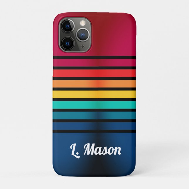 Farbige Streifen mit Personalisiertem Namen Case-Mate iPhone Hülle (Rückseite)