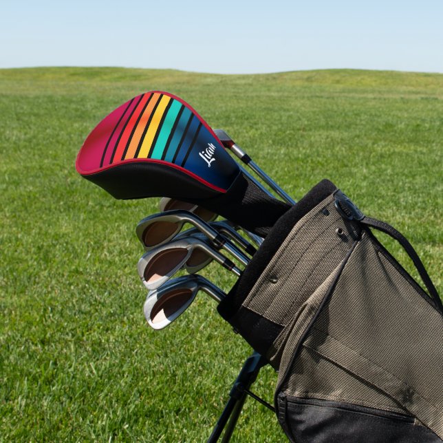 Farbige Streifen mit Personalisiertem Namen Golf Headcover (In SItu)