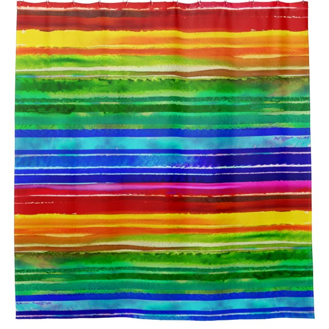 Farbige Streifen Moderne Künstlerische Regenbogenf Duschvorhang (Vorderseite)