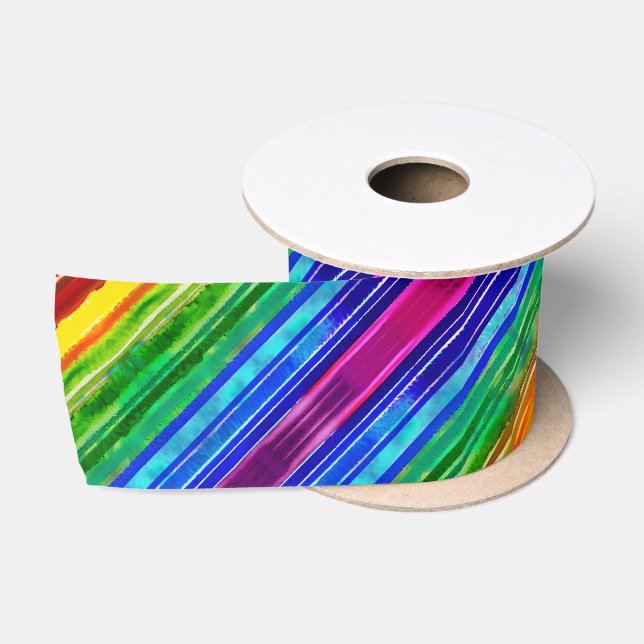 Farbige Streifen Moderne Künstlerische Regenbogenf Satinband (Spule)