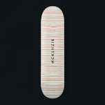 Farbige Streifen Personalisiert Name Skateboard<br><div class="desc">Mit diesen lustigen,  farbenfrohen Streifen am Boden Ihres Skateboards machen Sie sich selbst ein Bild. Personalisieren Sie mit Ihrem Namen oder klar,  um nur die von Hand gezeichnet Streifen.</div>