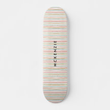 Farbige Streifen Personalisiert Name Skateboard