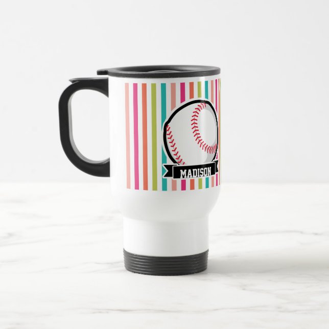 Farbige Streifen; Personalisiertes Softball Reisebecher (Links)