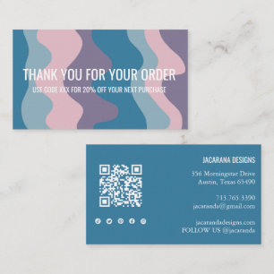 Farbige Streifen QR Code Social Media DANKE Visitenkarte