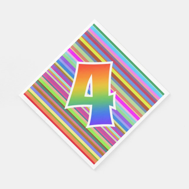 Farbige Streifen + Regenbogenmuster "4" Ereignis # Serviette (Ecke)