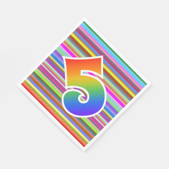 Farbige Streifen + Regenbogenmuster "5" Ereignis # Serviette (Ecke)