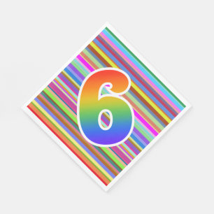 Farbige Streifen + Regenbogenmuster "6" Ereignis # Serviette