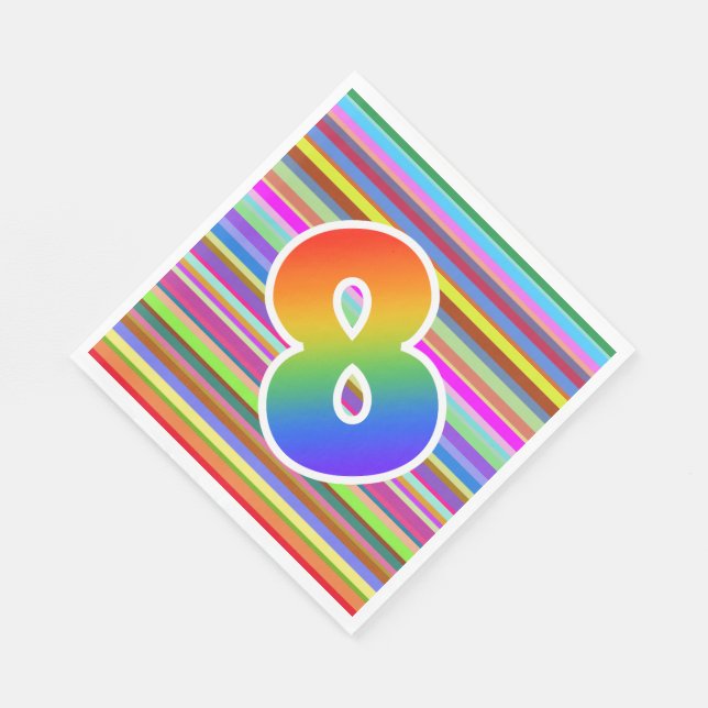 Farbige Streifen + Regenbogenmuster "8" Ereignis # Serviette (Ecke)