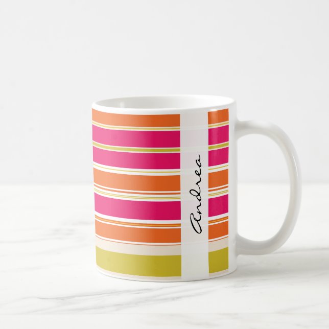Farbige Streifen, Regenbogenstreifen, Ihr Name Kaffeetasse (Rechts)