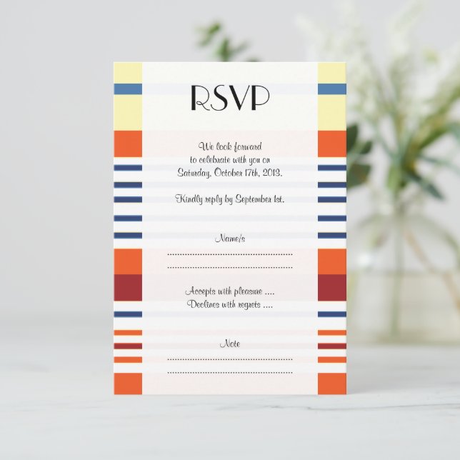 Farbige Streifen, Regenbogenstreifen, Linien, Hoch RSVP Karte (Stehend Vorderseite)