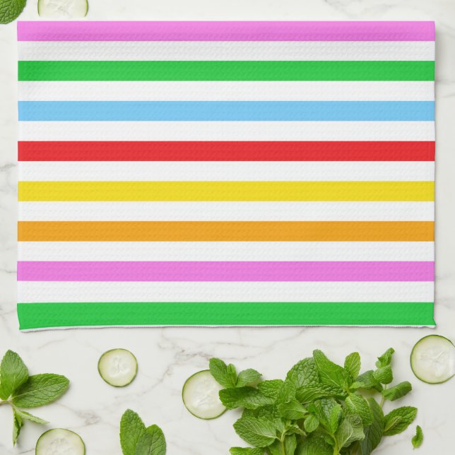 Farbige Streifen, Regenbogenstreifen, Streifenmust Geschirrtuch (Gefaltet)