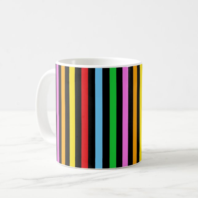 Farbige Streifen, Regenbogenstreifen, Streifenmust Kaffeetasse (Vorderseite Links)
