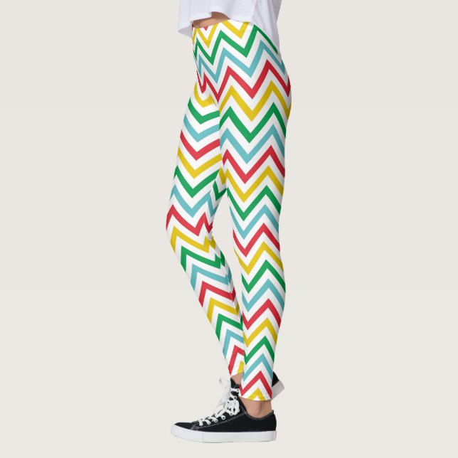 Farbige Streifen Retro Angesagt Stretch Leggings (Links)