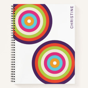 Farbige Streifen Retro-Kreise Art Notizbuch