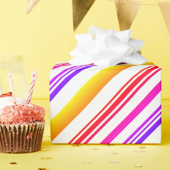 Farbige Streifen Rosa Lila-gelb Geschenkpapier (Geburtstagsparty)