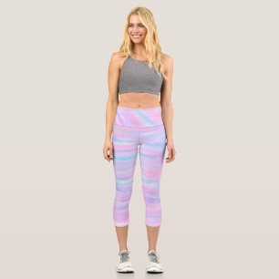 Farbige Streifen Türkis Pink Lila Capri Leggings