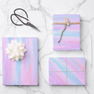 Farbige Streifen Türkis Pink Lila Geschenkpapier Set