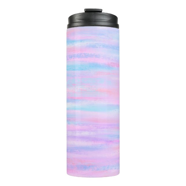 Farbige Streifen Türkis Pink Lila Thermosbecher (Vorderseite)