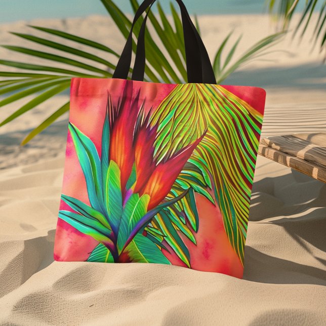 Farbige Strelitzie Tasche (This beautiful Bird of Paradise beach bag is perfect for a day of fun in the sun.)