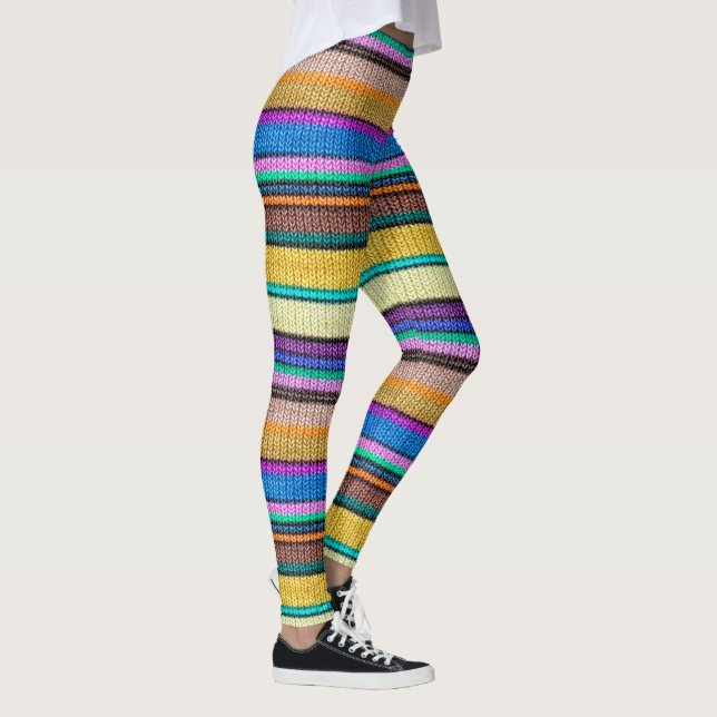 Farbige Strickstreifen nahtlos Muster 1 Leggings (Rechts)