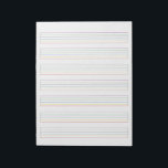 Farbige Strings Acoustic Gitarrenmusik Sheet Notizblock<br><div class="desc">Classical acoustic guitar music sheets notepad includes sheets that coordinate with nylon rainbow colored guitar strings. Traditional blank music sheet includes 7 lines for guitar with standard guitar string names listed and space on top for the song title. Colorful strings design inklusive violet purple, lime green, black, blue, yellow, and...</div>