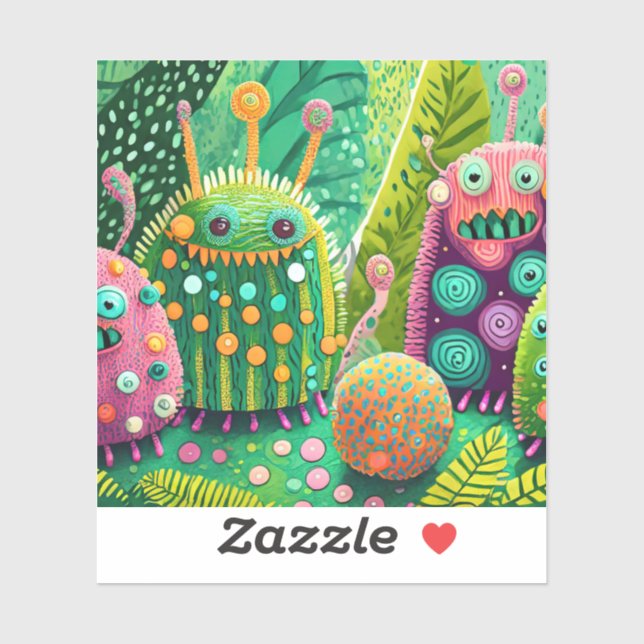 Farbige, strukturierte Monster mit Mustern Aufkleber (Blatt)