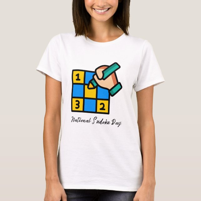 Farbige Sudoku Puzzle Illustration T Shirt (Vorderseite)