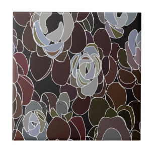 Farbige Sukkulenten Blumenmuster Fliese