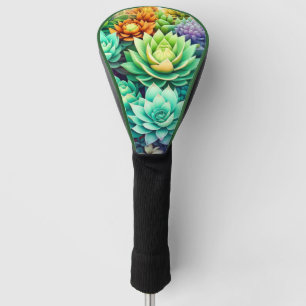 Farbige Sukkulenten Collage Golf Headcover