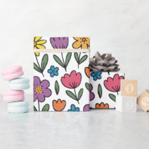 Farbige süße Frühlingsblumen Geschenkpapier Rolle