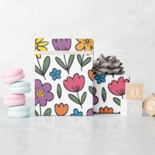 Farbige süße Frühlingsblumen Geschenkpapier Rolle