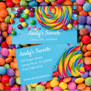 Farbige Süßigkeiten Candy in kräftigem Blau Visitenkarte