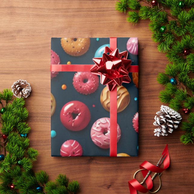 Farbige Süßigkeiten und Blume Geschenkpapier (Feiertagsgeschenk)
