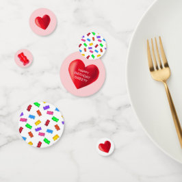 Farbige Süßigkeiten und Herzen Konfetti