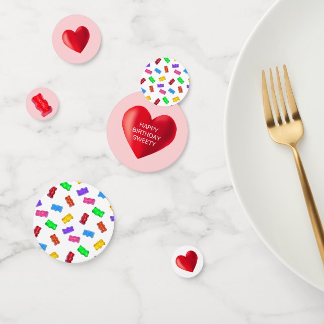 Farbige Süßigkeiten und Herzen Konfetti (Gruppe)