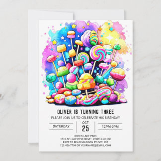 Farbige Süßschokolade zum Geburtstag Einladung