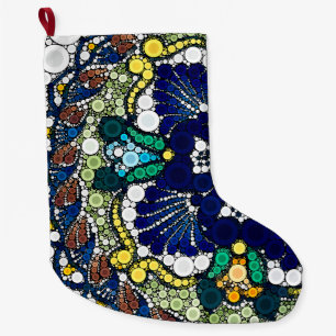 farbige Talavera-Kamik mexicanisch blau Foto-Kunst Großer Weihnachtsstrumpf