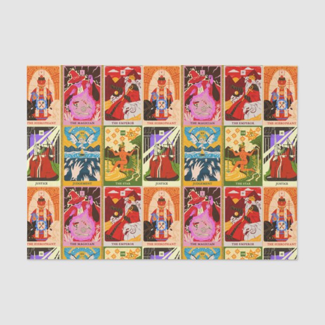 Farbige Tarot-Kartendarstellung Seidenpapier (Vorderseite)