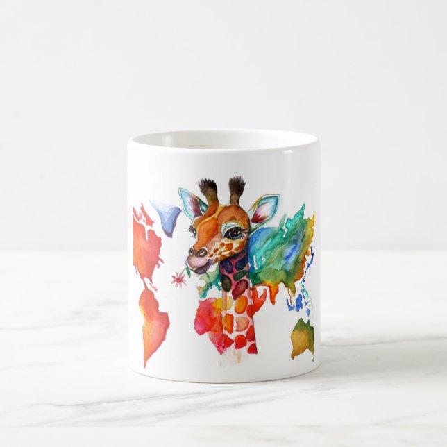 Farbige Tasse mit Giraffe (Mittel)