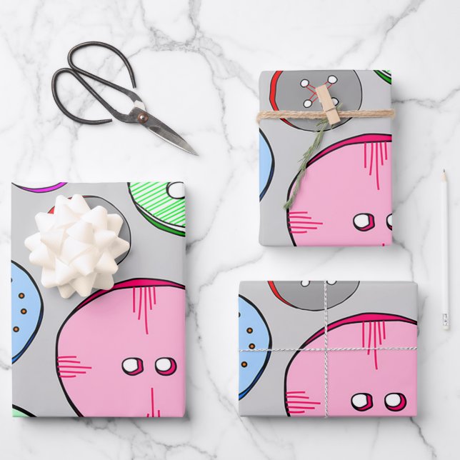 Farbige Tasten Geschenkpapier Set (Vorderseite)