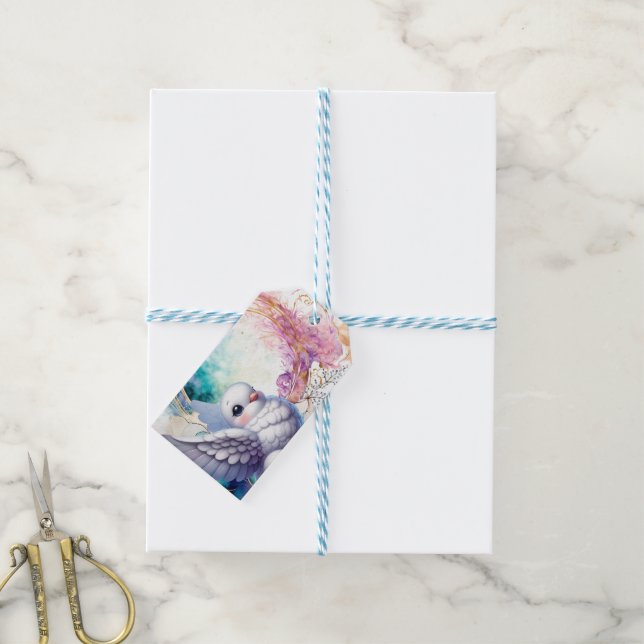 Farbige Taube Geschenkanhänger (Mit Garn)