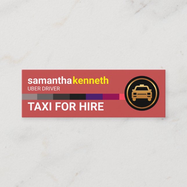 Farbige Taxifahrer Stripe Route Pink Lady Taxi Fah Mini Visitenkarte (Vorderseite)