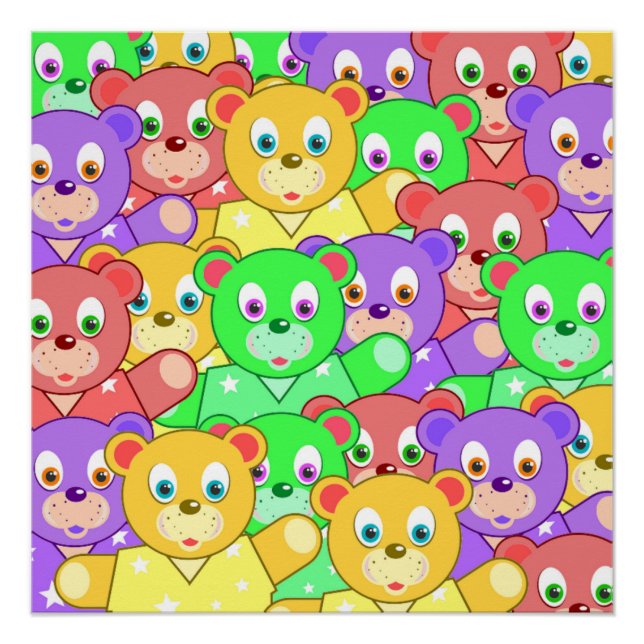 FARBIGE TEDDYBÄREN POSTER (Vorderseite)