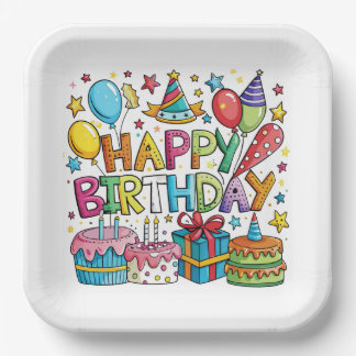 Farbige Teller zum Geburtstag