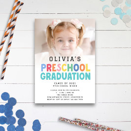Farbige Text-Foto Vorschule Abschluss Einladung