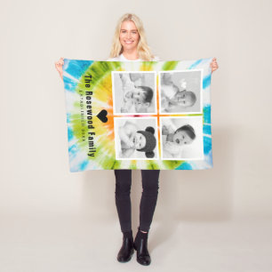 Farbige Tie Dye Familienfoto-Collage personalisier Fleecedecke