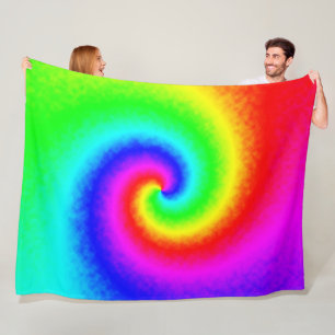 Farbige Tie Dye Regenbogen Wirbel Hippie Boho Chic Fleecedecke