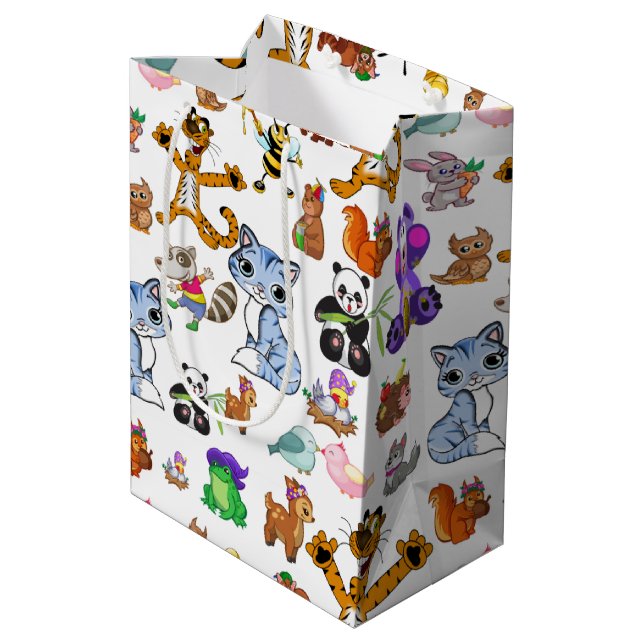 Farbige Tiere Mittlere Geschenktüte (Rückseite Schrägansicht)